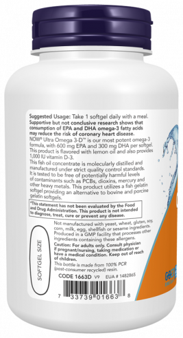 NOW Ultra Omega 3-D, 90 капсул