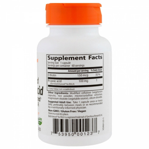 Doctor's Best Stabilized R-Lipoic Acid, Липоевая кислота, 60 капс